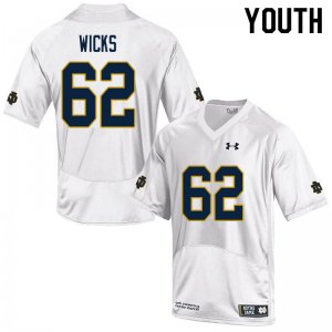 Notre Dame Fighting Irish Youth Brennan Wicks #62 White Under Armour Authentic Stitched College NCAA Football Jersey PII0299QM